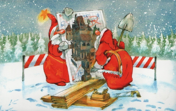 Karte mit Kuvert -  Motiv "Holzbau"